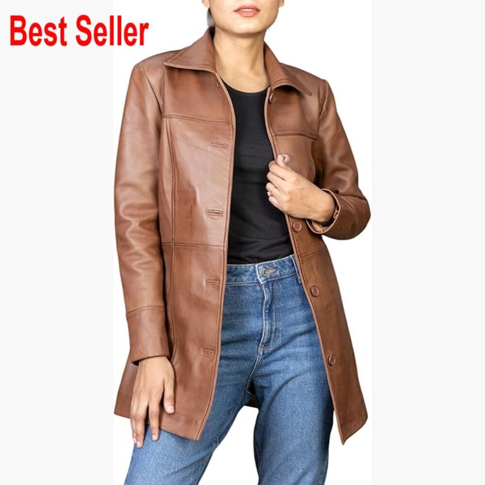 Genuine Leather Car Coat ¾ Length Blazer Style Overcoat